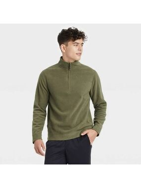 Men’s Motion Green Pullover 1/4 Zipper Workout Sweater Size Large!